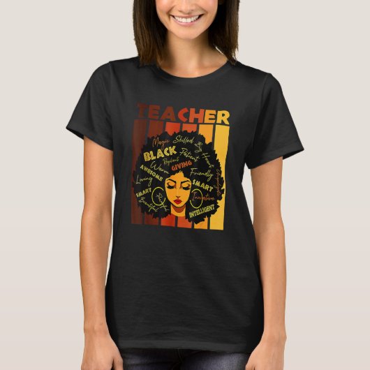 Black Women African Teacher Afro Retro Black Histo T-shirt (Voorkant)