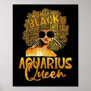 Black Women Afro Hair Art AQUARIUS Queen Poster