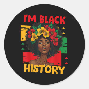 Black Women Afro Hair Black History Month Ik ben z Ronde Sticker