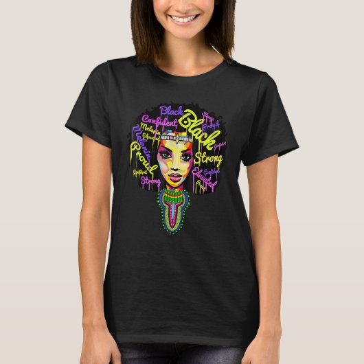 Black Women Black History Month Afro African Pride T-shirt (Voorkant)