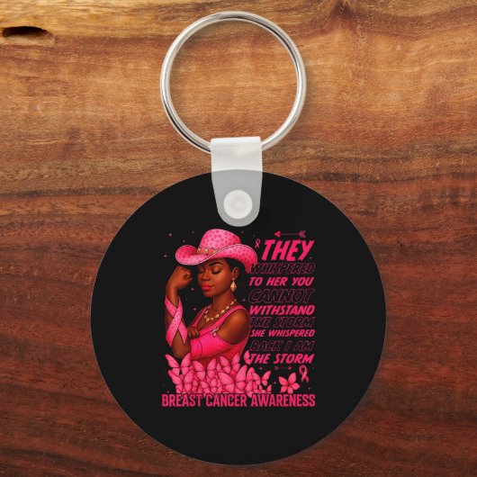 Black Women Breast Cancer Survivor Nk Ribbon I'm T Sleutelhanger (Voorkant)