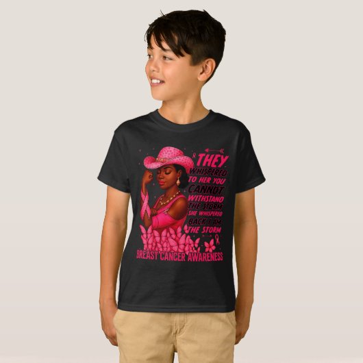 Black Women Breast Cancer Survivor Nk Ribbon I'm T T-shirt (Voorkant volledig)