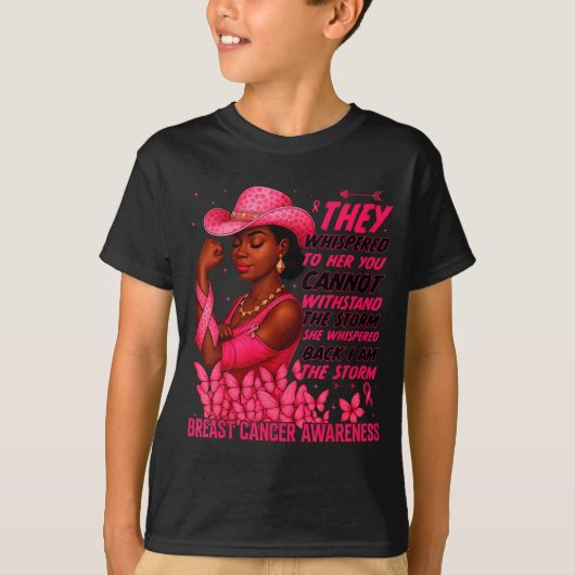 Black Women Breast Cancer Survivor Nk Ribbon I'm T T-shirt (Voorkant)
