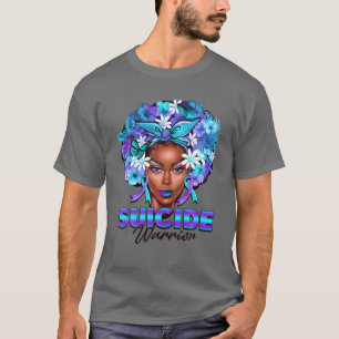 Black Women Flower Hair Blauwgroen T-shirt
