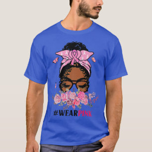 Black Women Girl Draag roze borstkanker T-shirt