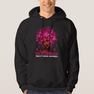Black Women Girl I's a Survivor Breast Cancer Awar Hoodie