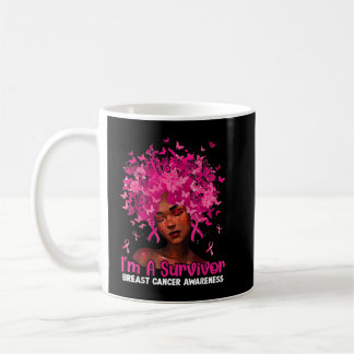 Black Women Girl I's a Survivor Breast Cancer Awar Koffiemok