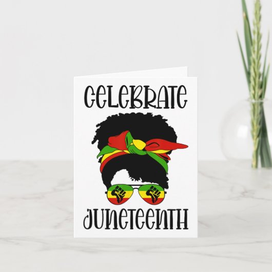 Black Women Messy Bun Juneteenth Celebrate Kaart (Voorkant)