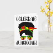 Black Women Messy Bun Juneteenth Celebrate Kaart (Gele Bloem)
