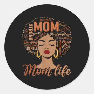 Black Women Mom Life Melanine Afro-Amerikaanse His Ronde Sticker