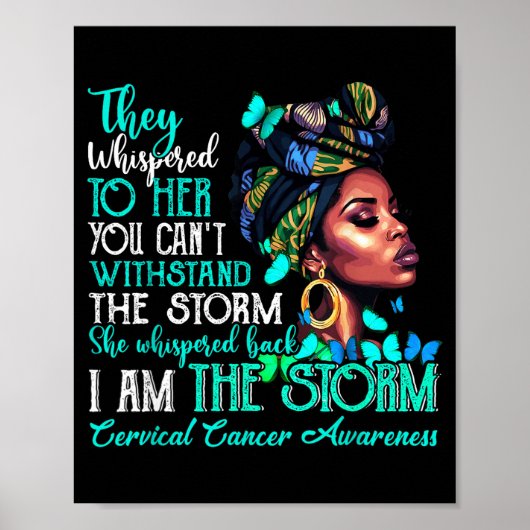 Black Women Motivation Suprt Cervical Cancer Aware Poster (Voorkant)