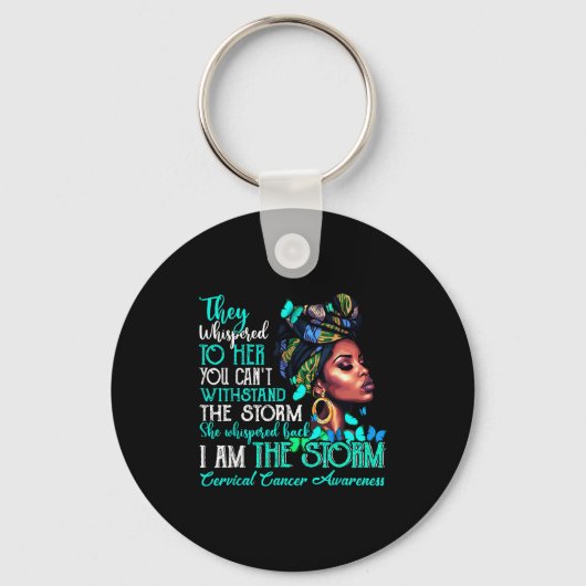 Black Women Motivation Suprt Cervical Cancer Aware Sleutelhanger (Voorkant)