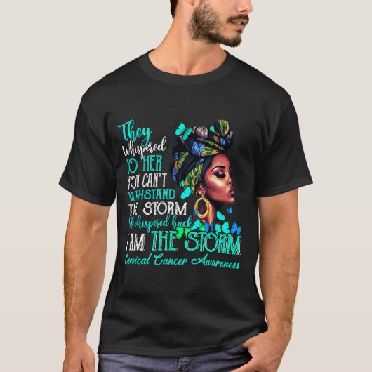 Black Women Motivation Suprt Cervical Cancer Aware T-shirt (Voorkant)