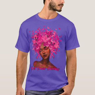 Black Women Queen Pink Ribbon Breast Cancer Awaren T-shirt