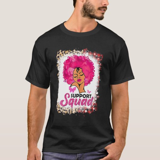 Black Women Queen Support Squad Breast Cancer Awar T-shirt (Voorkant)