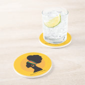 Black Women Reflecting Zandsteen Onderzetter (Zijkant)