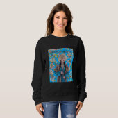 Black Women’s Sweatshirt with Kazakh Girl (Voorkant volledig)