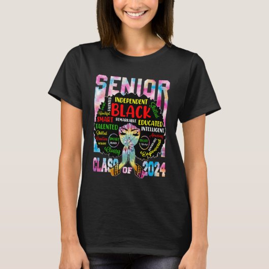 Black Women Senior Class Of 2024 Tie Dye African G T-shirt (Voorkant)