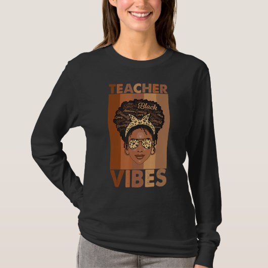Black Women Teacher Afro Retro Black History Month T-shirt (Voorkant)