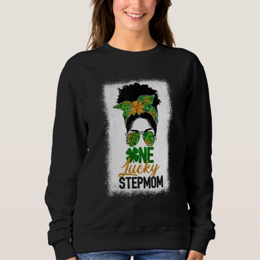 Black Womens One Lucky Stepmam Bun St Patric Trui (Voorkant)