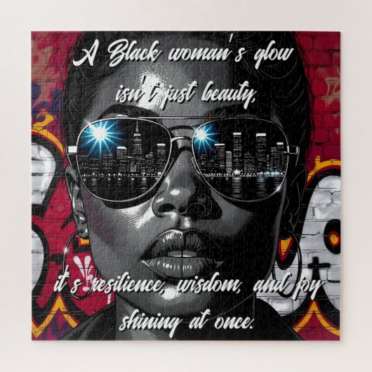Black Women's Quote | City Skyline in Sunglasses Legpuzzel (Verticaal)