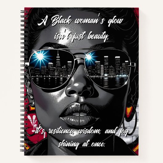 Black Women's Quote | City Skyline in Sunglasses Notitieboek (Voorkant)