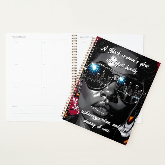 Black Women's Quote | City Skyline in Sunglasses Planner (Display)