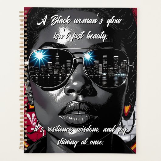 Black Women's Quote | City Skyline in Sunglasses Planner (Voorkant)