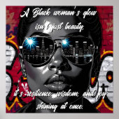 Black Women's Quote | City Skyline in Sunglasses Poster (Voorkant)