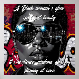 Black Women's Quote | City Skyline in Sunglasses Poster