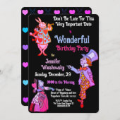 Black Wonderland Wonderful Blrthday Invitation (Voorkant / Achterkant)