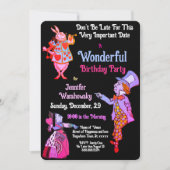 Black Wonderland Wonderful Blrthday Invitation (Voorkant)