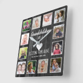 Black Wood 12 Photo Collage Grandchildren Quote Vierkante Klok (Hoek)