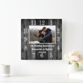 Black Wood 5 jaar Jubileum Foto Vierkante Klok (Huis)