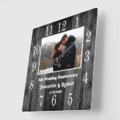 Black Wood 5 jaar Jubileum Foto Vierkante Klok (Hoek)