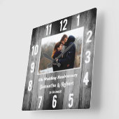 Black Wood 5 jaar Jubileum Foto Vierkante Klok (Hoek)