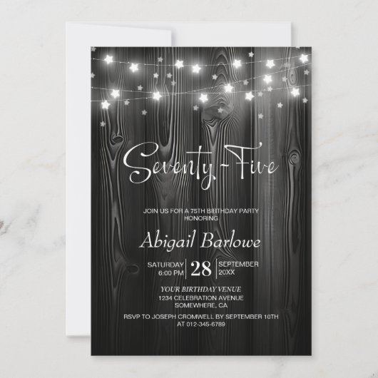 Black Wood 75e verjaardagsfeestje Kaart (Voorkant)