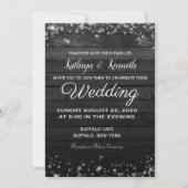 Black Wood Diamonds Wedding Uitnodiging (Voorkant)