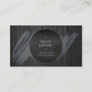 Black Wood Grey Waterverf Splatter Modern Visitekaartje