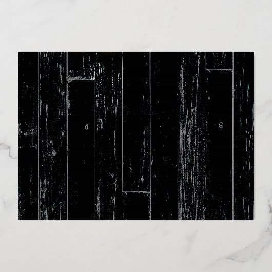 Black Wood & String Lights Elegant Rustic Wedding Folie Uitnodiging (Achterkant)