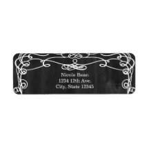 Black Wood & White Vintage Wedding Labels