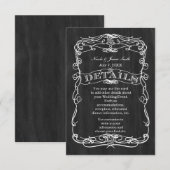 Black Wood & White Wedding DETAILS informatie Informatiekaartje (Voorkant / Achterkant)