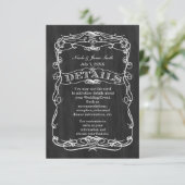Black Wood & White Wedding DETAILS informatie Informatiekaartje (Staand voorkant)