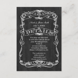 Black Wood & White Wedding DETAILS informatie Informatiekaartje