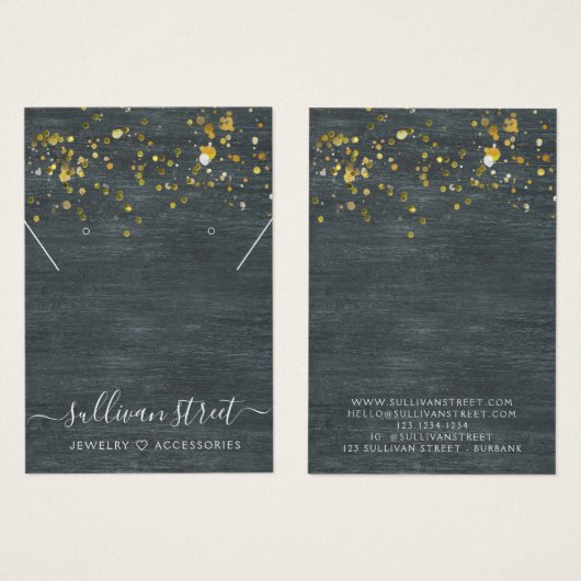 Black Wooden Gold-Ketting Kaart voor beeldscherm (Voorkant /achterkant)