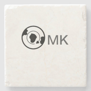 Black world wereldbol naam toevoegen monogram reis stenen onderzetter