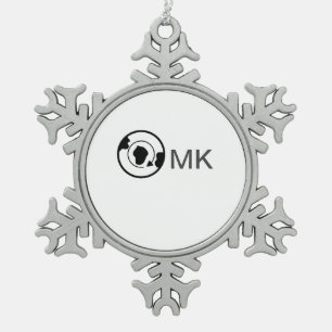 Black world wereldbol naam toevoegen monogram reis tin sneeuwvlok ornament