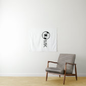 Black world wereldbol naam toevoegen monogram reis wandkleed (In Situ (horizontaal))