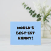 Black World's Best-est Nanny T-shirts en geschenke Briefkaart (Staand voorkant)