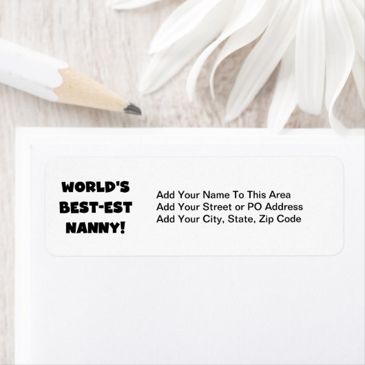 Black World's Best-est Nanny T-shirts en geschenke Etiket (Insitu)